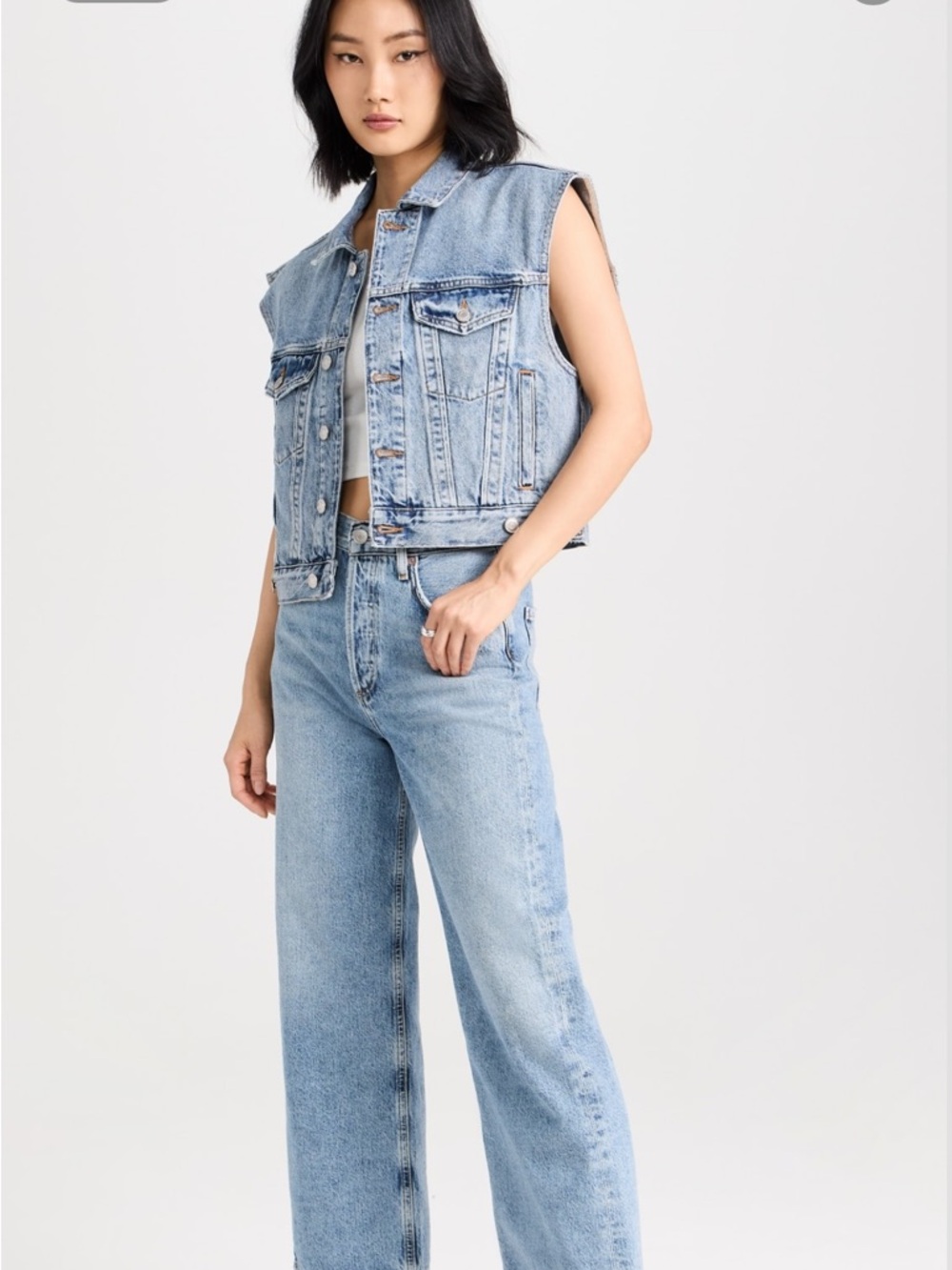AGOLDE Charli Denim Jean Vest Organic Cotton XS NWT $248 New